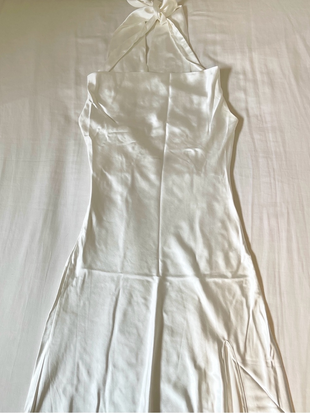 Altar'd State Silky White Tie Halter Neck Maxi Dress
